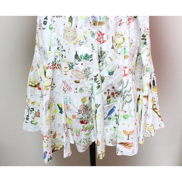 Rhode White Picnic Food Astrid Smocked Ruffle Puff Sleeve Dress Large - Picture 5 of 9